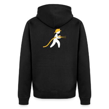 Un pompier avec un tuyau d'eau - Veste à capuche bio Premium Unisexe - noir - Dos - Nico (187cm)