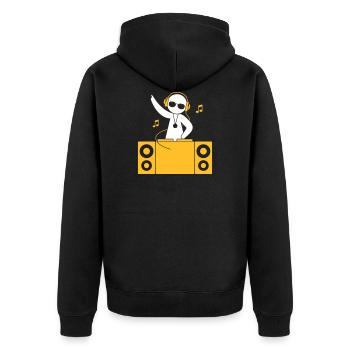 Ein DJ spielt coole Musik - Unisex Premium Bio Zip Hoodie - Schwarz - Hinten - Nico (187cm)
