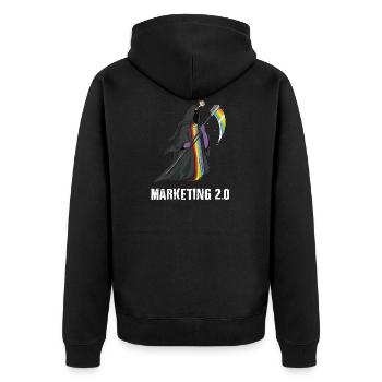 Einhorn Tod Sensenmann lustig Geschenk Weihnachten - Unisex Premium Bio Zip Hoodie - Schwarz - Hinten - Nico (187cm)