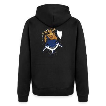 Giraffe Hai Kinder lustig Pirat Geschenk Weihnacht - Unisex Premium Bio Zip Hoodie - Schwarz - Hinten - Nico (187cm)