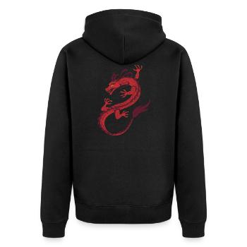 Dragonflight red - Unisex Premium Bio Zip Hoodie - Schwarz - Hinten - Nico (187cm)