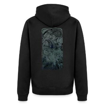 Raven - Unisex Premium Organic Zip Hoodie - black - Back - Nico (187cm)