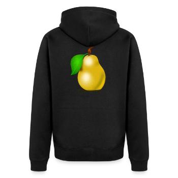 Birne - Unisex Premium Bio Zip Hoodie - Schwarz - Hinten - Nico (187cm)