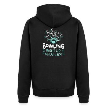 Bowling bis zu meinem Alley Geschenk - Unisex Premium Bio Zip Hoodie - Schwarz - Hinten - Nico (187cm)