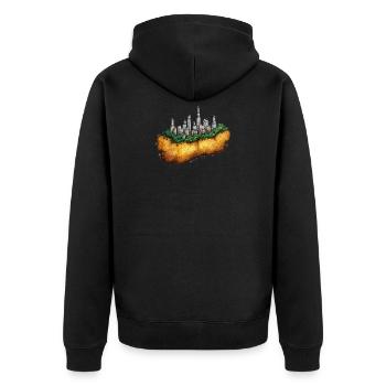 Kartoffelcity Stadt auf Kartoffel - Unisex Premium Bio Zip Hoodie - Schwarz - Hinten - Nico (187cm)