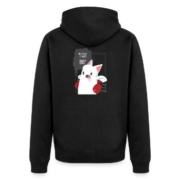 Katze Boxen Sport Geschenk Comic Cartoon Kater - Unisex Premium Bio Zip Hoodie - Schwarz - Hinten - Nico (187cm)