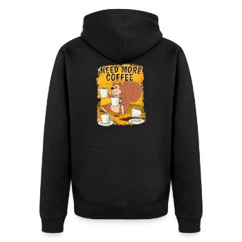 Kaffee Koffein Espresso Büro Lustig Geschenk - Unisex Premium Bio Zip Hoodie - Schwarz - Hinten - Nico (187cm)