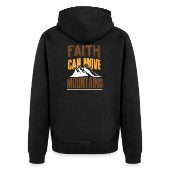 Glaube kann Berge versetzen Wanderer Geschenk - Unisex Premium Bio Zip Hoodie - Schwarz - Hinten - Nico (187cm)
