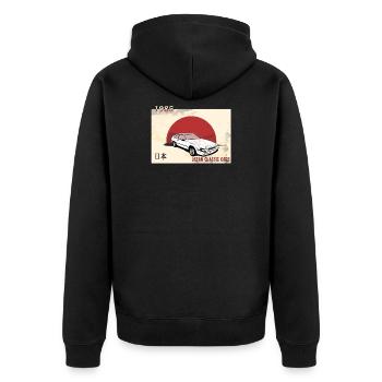 Japanische Autos, klassische Auto, oldtimer - Unisex Premium Bio Zip Hoodie - Schwarz - Hinten - Nico (187cm)