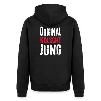 Kölsche Jung Original Kölner Junge Karneval Köln - Unisex Premium Bio Zip Hoodie - Schwarz - Hinten - Nico (187cm)