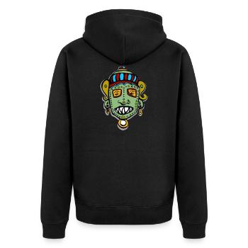 Visage de tête de masque tribal indien maya inka - Veste à capuche bio Premium Unisexe - noir - Dos - Nico (187cm)