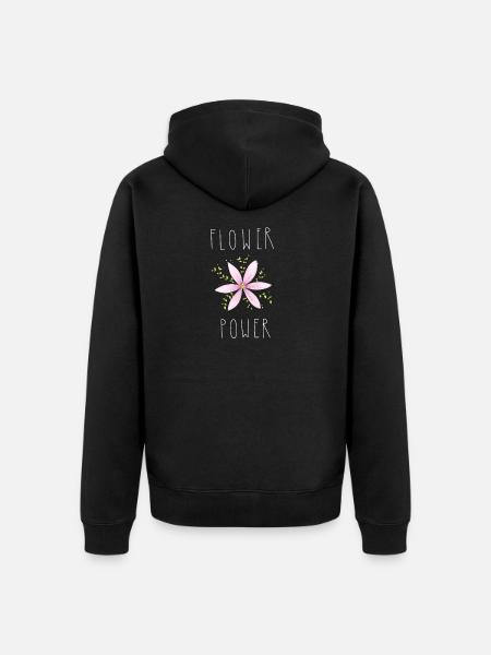 Flower Power white - Unisex Premium Organic Zip Hoodie - black