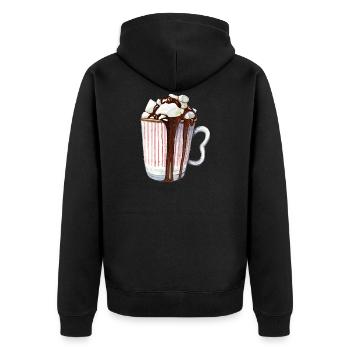 Marshmallow cocoa - Unisex Premium Organic Zip Hoodie - black - Back - Nico (187cm)