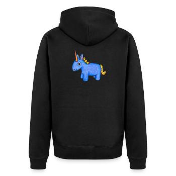 Dessin de câlin de licorne - Veste à capuche bio Premium Unisexe - noir - Dos - Nico (187cm)