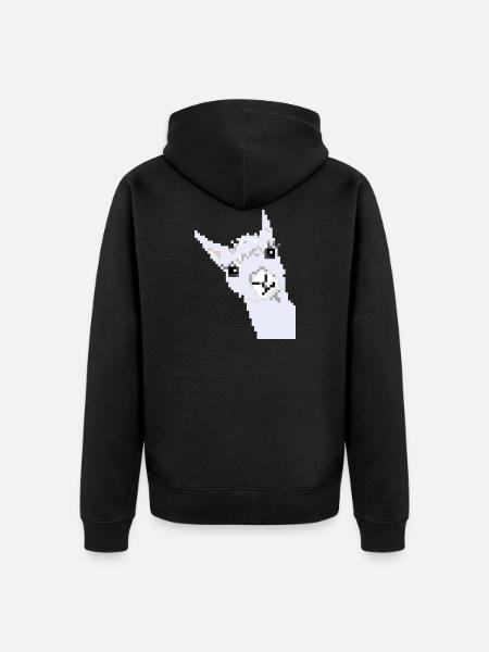 Pixel Lama - Unisex Premium Organic Zip Hoodie - black