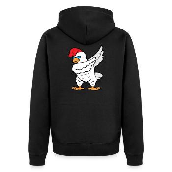 Dabbing Dab Dancing Cock Chicken Gockel - Unisex Premium Organic Zip Hoodie - black - Back - Nico (187cm)