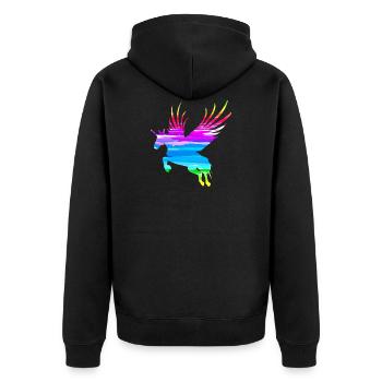 Motif du cheval - Veste à capuche bio Premium Unisexe - noir - Dos - Nico (187cm)