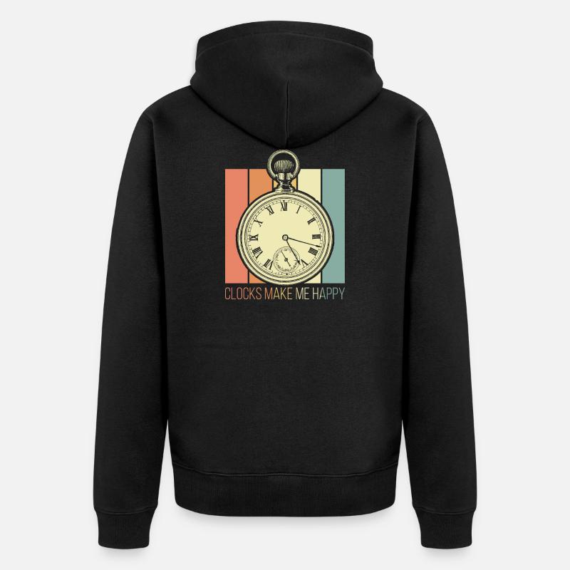 Uhren machen mich glücklich - Unisex Premium Bio Zip Hoodie - Schwarz