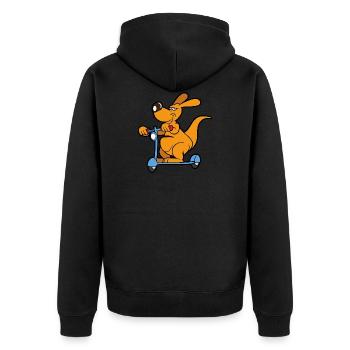 Roller Känguru - Unisex Premium Bio Zip Hoodie - Schwarz - Hinten - Nico (187cm)