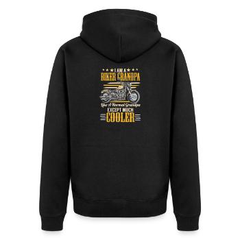 Motorrad Opa Cool Shirt Geschenk - Unisex Premium Bio Zip Hoodie - Schwarz - Hinten - Nico (187cm)