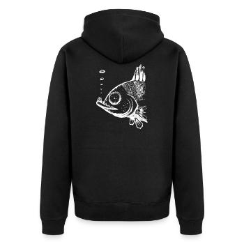 Dernière portée BadBarsch - Pêche, Cadeau pêcheur - Veste à capuche bio Premium Unisexe - noir - Dos - Nico (187cm)