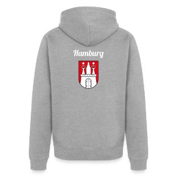 Hambourg - Veste à capuche bio Premium Unisexe - gris chiné - Dos - Nico (187cm)