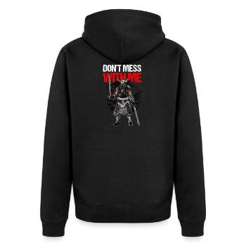 Dark Viking Warrior Geschenkidee - Unisex Premium Bio Zip Hoodie - Schwarz - Hinten - Nico (187cm)