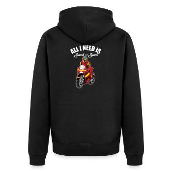 Super Bike World Competition Geschenkidee - Unisex Premium Bio Zip Hoodie - Schwarz - Hinten - Nico (187cm)