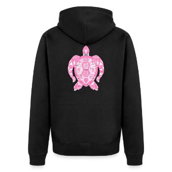 Mosaik Meeresschildkröte Turtle Shirt - Unisex Premium Bio Zip Hoodie - Schwarz - Hinten - Nico (187cm)
