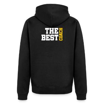 The best Coach - Der beste Trainer - Unisex Premium Bio Zip Hoodie - Schwarz - Hinten - Nico (187cm)