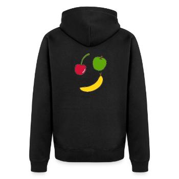 Fruit, fruits, dessin animé, idée cadeau - Veste à capuche bio Premium Unisexe - noir - Dos - Nico (187cm)
