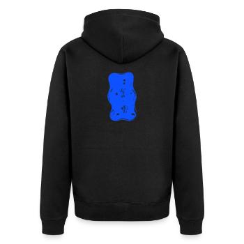 Gummibärchen, blau - Unisex Premium Bio Zip Hoodie - Schwarz - Hinten - Nico (187cm)