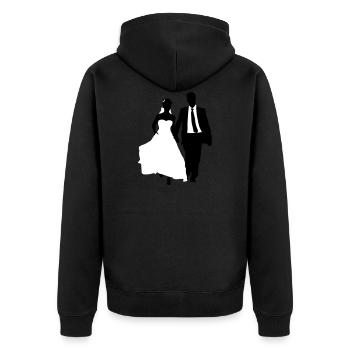 brautpaar 12 Kopie - Unisex Premium Bio Zip Hoodie - Schwarz - Hinten - Nico (187cm)