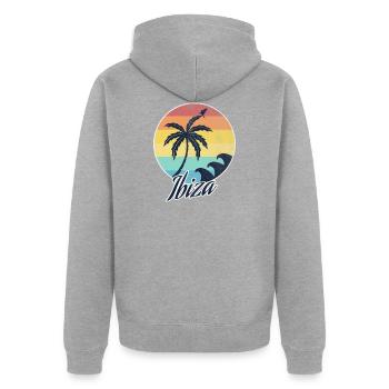 Ibiza - Veste à capuche bio Premium Unisexe - gris chiné - Dos - Nico (187cm)