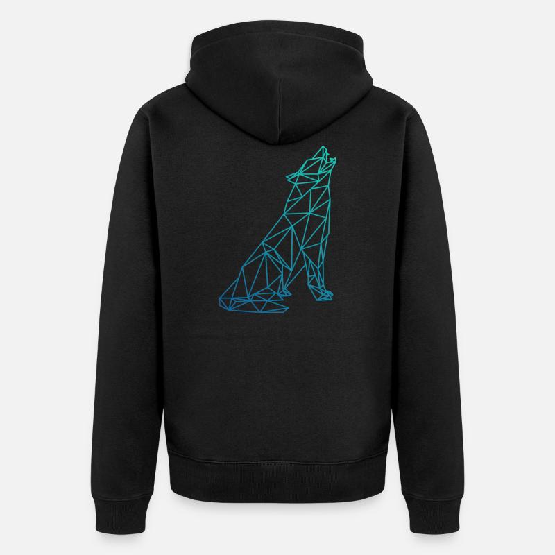 WOLF Abstrakt Polygon geometrisch Geschenk - Unisex Premium Bio Zip Hoodie - Schwarz