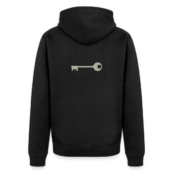 key - Unisex Premium Organic Zip Hoodie - black - Back - Nico (187cm)