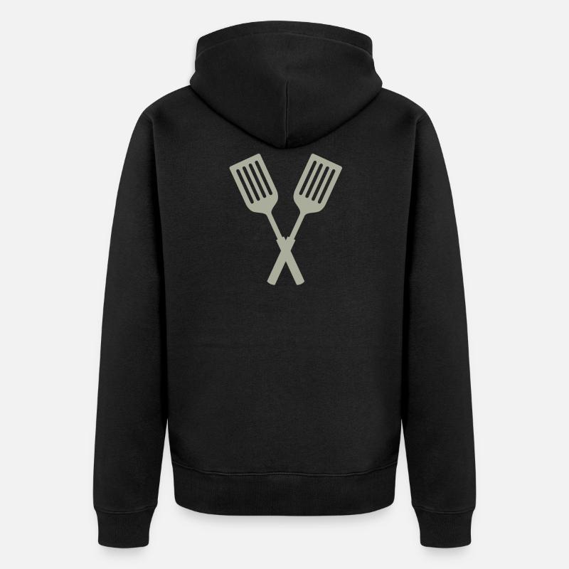 Pfannenwender Kreuz Geschenkidee - Unisex Premium Bio Zip Hoodie - Schwarz