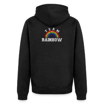 Team Rainbow LGBT Gay Pride Rainbow CSD - Unisex Premium Organic Zip Hoodie - black - Back - Nico (187cm)