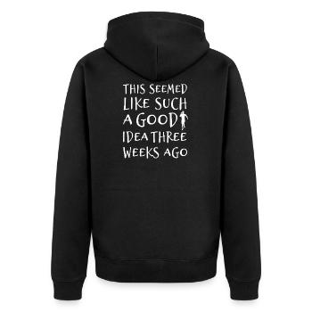 Running - Unisex Premium Bio Zip Hoodie - Schwarz - Hinten - Nico (187cm)