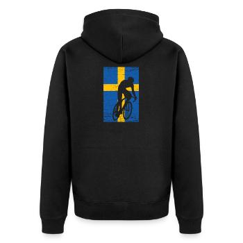 Fahrrad - Unisex Premium Bio Zip Hoodie - Schwarz - Hinten - Nico (187cm)
