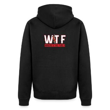 fire Department - Unisex Premium Organic Zip Hoodie - black - Back - Nico (187cm)
