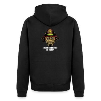 Feuerwehr - Unisex Premium Bio Zip Hoodie - Schwarz - Hinten - Nico (187cm)