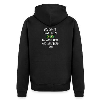 crazy - Unisex Premium Organic Zip Hoodie - black - Back - Nico (187cm)