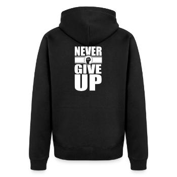 Motivation - Unisex Premium Organic Zip Hoodie - black - Back - Nico (187cm)