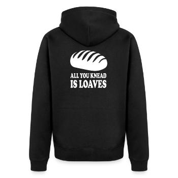 Brot Bäckerei - Unisex Premium Bio Zip Hoodie - Schwarz - Hinten - Nico (187cm)