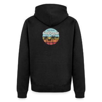 California Beach - Unisex Premium Bio Zip Hoodie - Schwarz - Hinten - Nico (187cm)