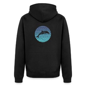Dolphin - Unisex Premium Organic Zip Hoodie - black - Back - Nico (187cm)