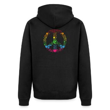 Signe de la paix rétro des années 70 signe de la paix - Veste à capuche bio Premium Unisexe - noir - Dos - Nico (187cm)