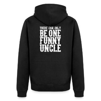 Onkel - Unisex Premium Bio Zip Hoodie - Schwarz - Hinten - Nico (187cm)