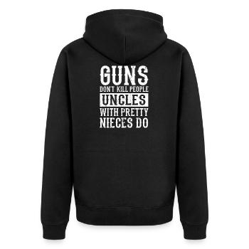 uncle - Unisex Premium Organic Zip Hoodie - black - Back - Nico (187cm)